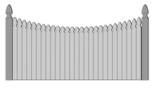 Solid Board Privacy Wood Fence French Gothic Concave