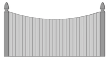 Solid Board Privacy Wood Fence Flat Top Concave