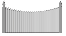 Solid Board Privacy Wood Fence Gothic Point Concave